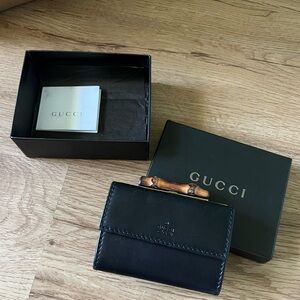 Gucci Black Leather Compact Wallet
